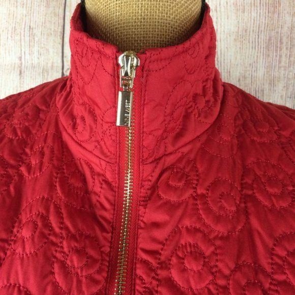 NINE WEST Red Scroll Quilted High Neck Vest Sz S - Picture 5 of 11
